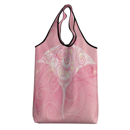 Breast Cancer Movement Maori Aotearoa Grocery Bag Manta Ray - Pink Glaze