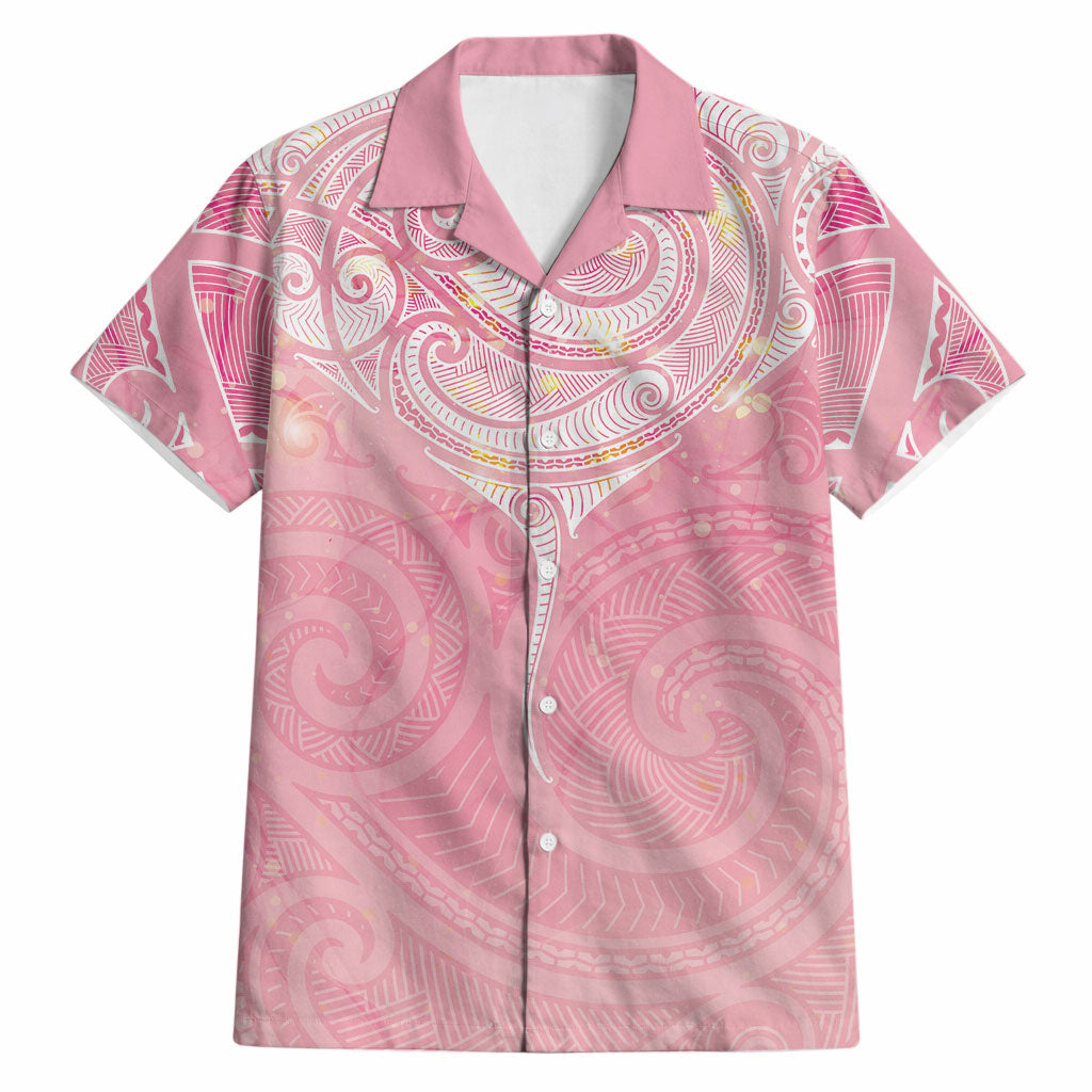 Breast Cancer Movement Maori Aotearoa Hawaiian Shirt Manta Ray - Pink Glaze