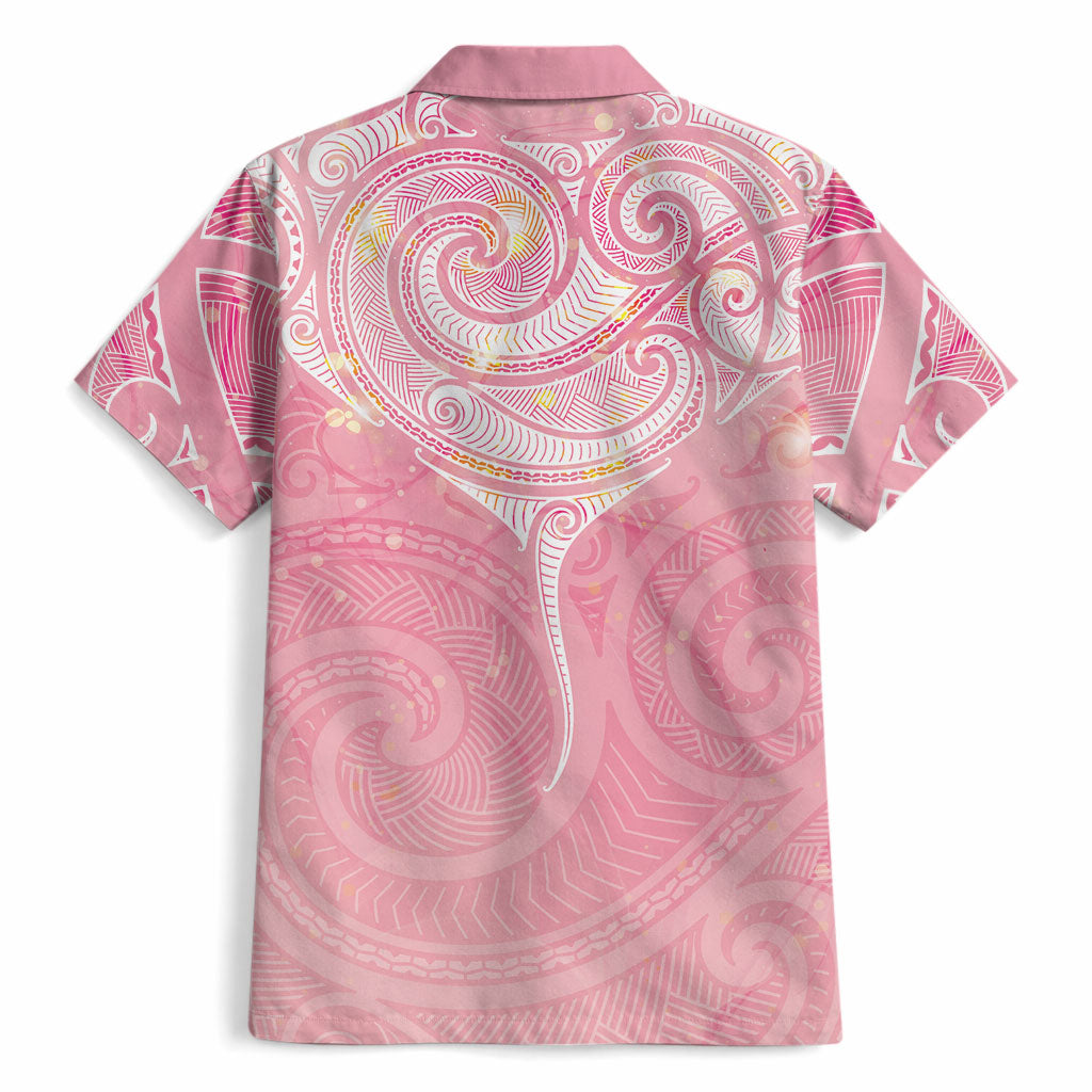 Breast Cancer Movement Maori Aotearoa Hawaiian Shirt Manta Ray - Pink Glaze