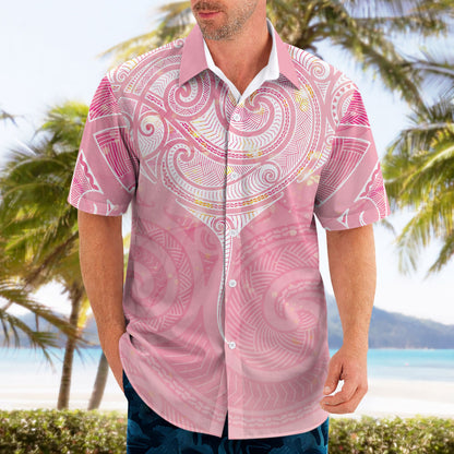 Breast Cancer Movement Maori Aotearoa Hawaiian Shirt Manta Ray - Pink Glaze