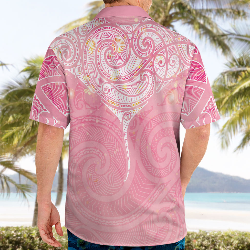 Breast Cancer Movement Maori Aotearoa Hawaiian Shirt Manta Ray - Pink Glaze