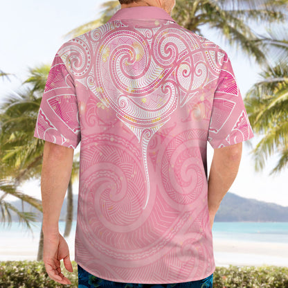 Breast Cancer Movement Maori Aotearoa Hawaiian Shirt Manta Ray - Pink Glaze