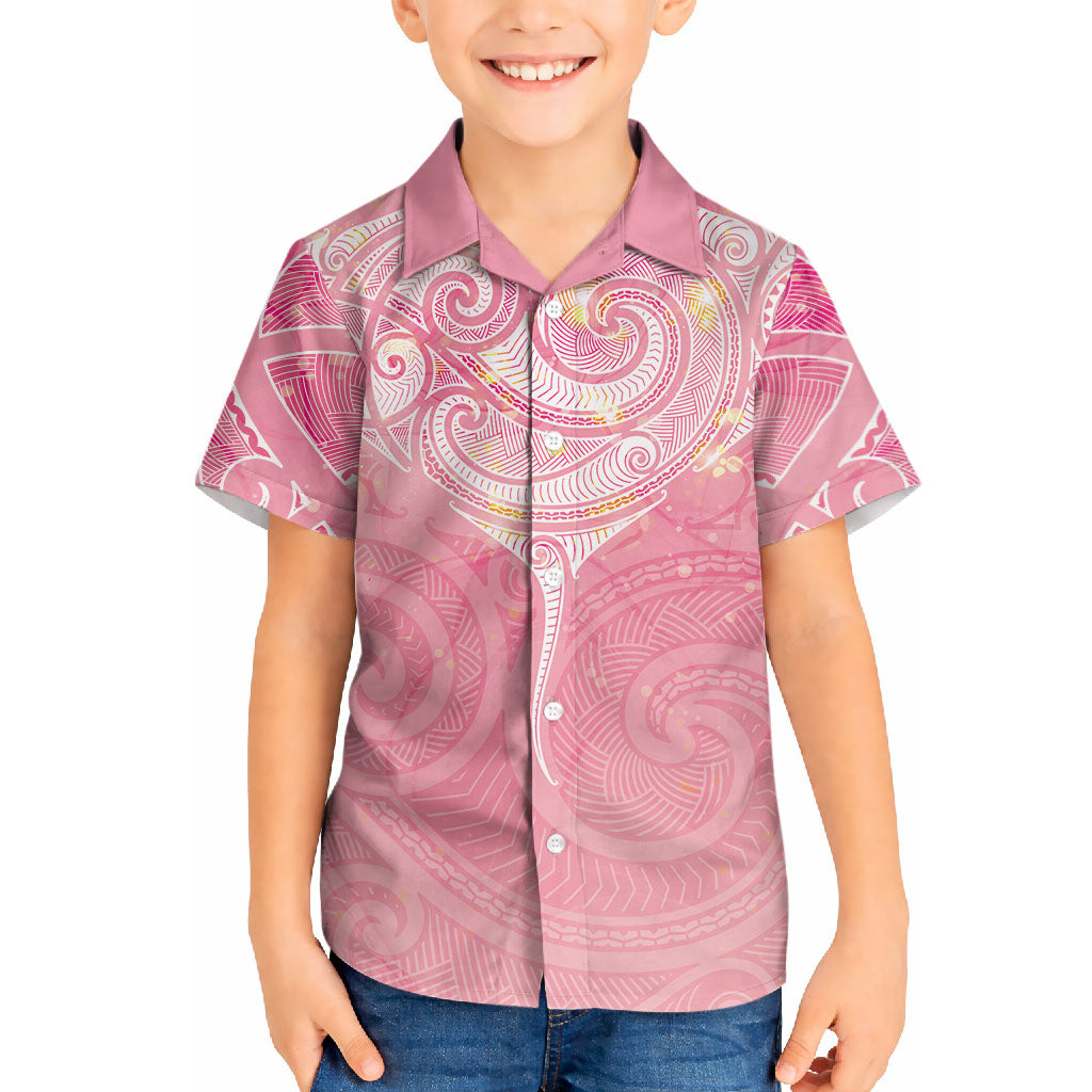 Breast Cancer Movement Maori Aotearoa Hawaiian Shirt Manta Ray - Pink Glaze