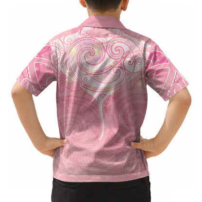 Breast Cancer Movement Maori Aotearoa Hawaiian Shirt Manta Ray - Pink Glaze