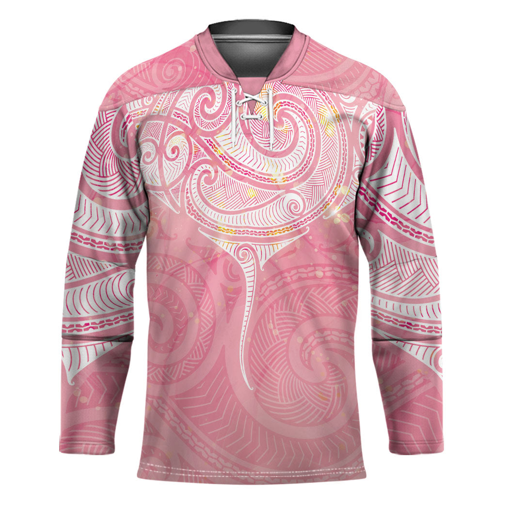 Breast Cancer Movement Maori Aotearoa Hockey Jersey Manta Ray - Pink Glaze