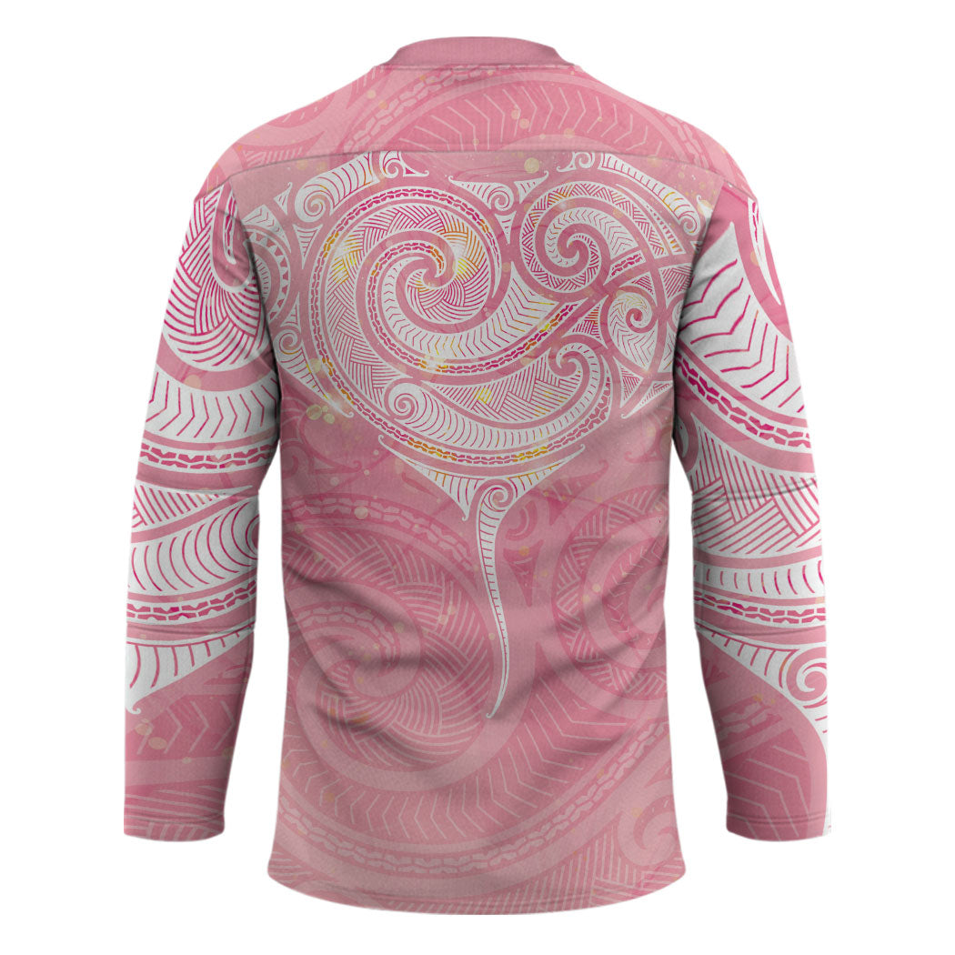 Breast Cancer Movement Maori Aotearoa Hockey Jersey Manta Ray - Pink Glaze