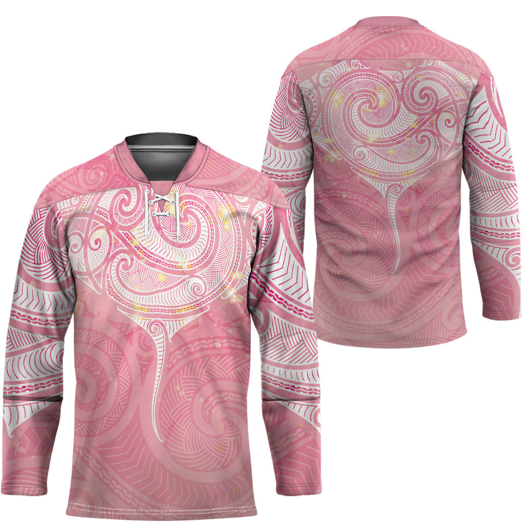 Breast Cancer Movement Maori Aotearoa Hockey Jersey Manta Ray - Pink Glaze