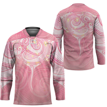 Breast Cancer Movement Maori Aotearoa Hockey Jersey Manta Ray - Pink Glaze
