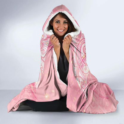 Breast Cancer Movement Maori Aotearoa Hooded Blanket Manta Ray - Pink Glaze
