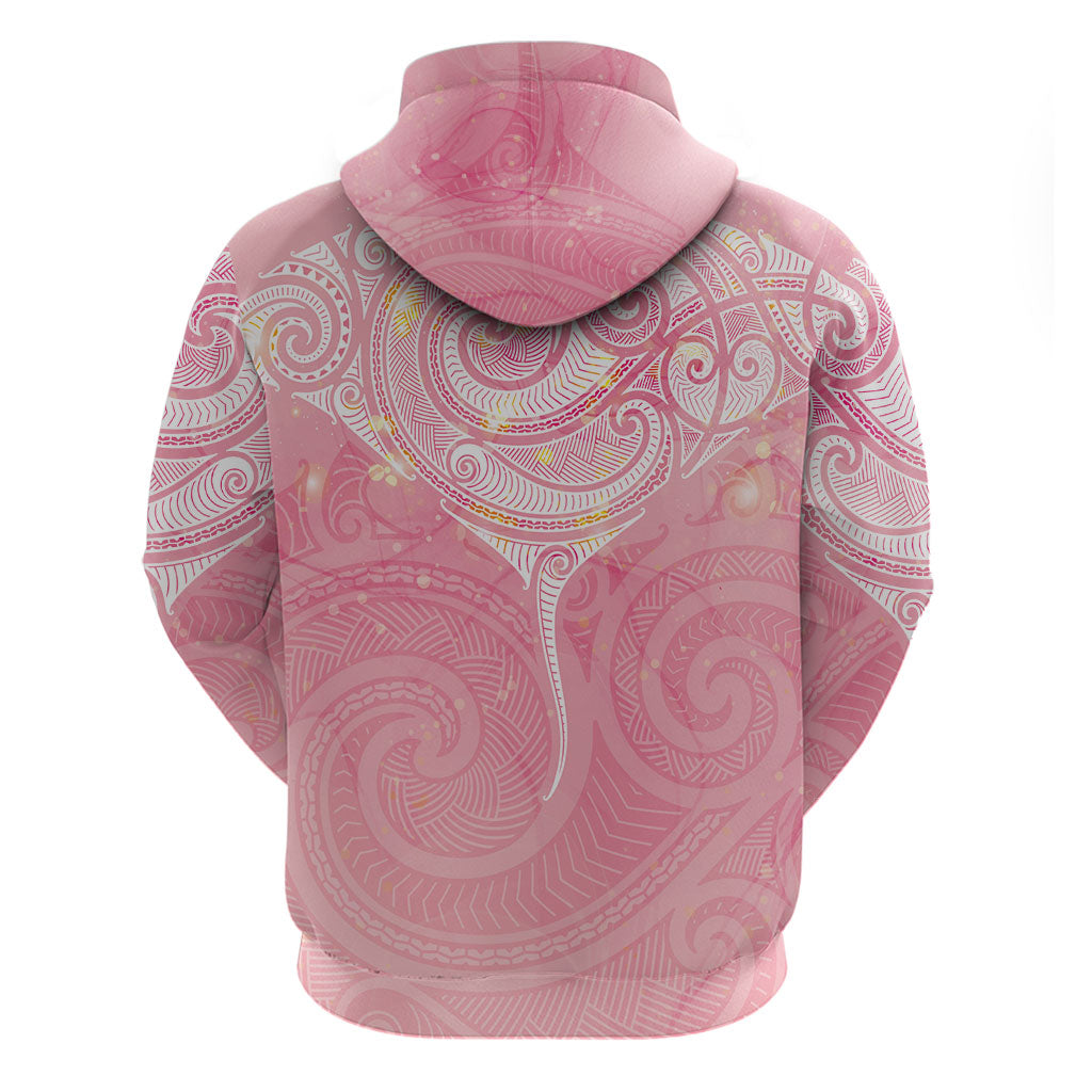 Breast Cancer Movement Maori Aotearoa Hoodie Manta Ray - Pink Glaze