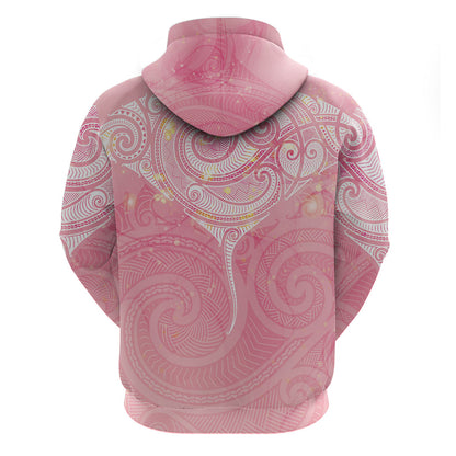 Breast Cancer Movement Maori Aotearoa Hoodie Manta Ray - Pink Glaze