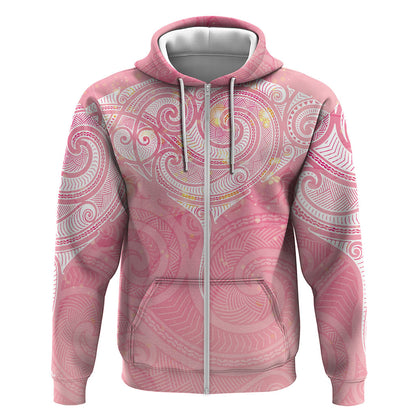 Breast Cancer Movement Maori Aotearoa Hoodie Manta Ray - Pink Glaze