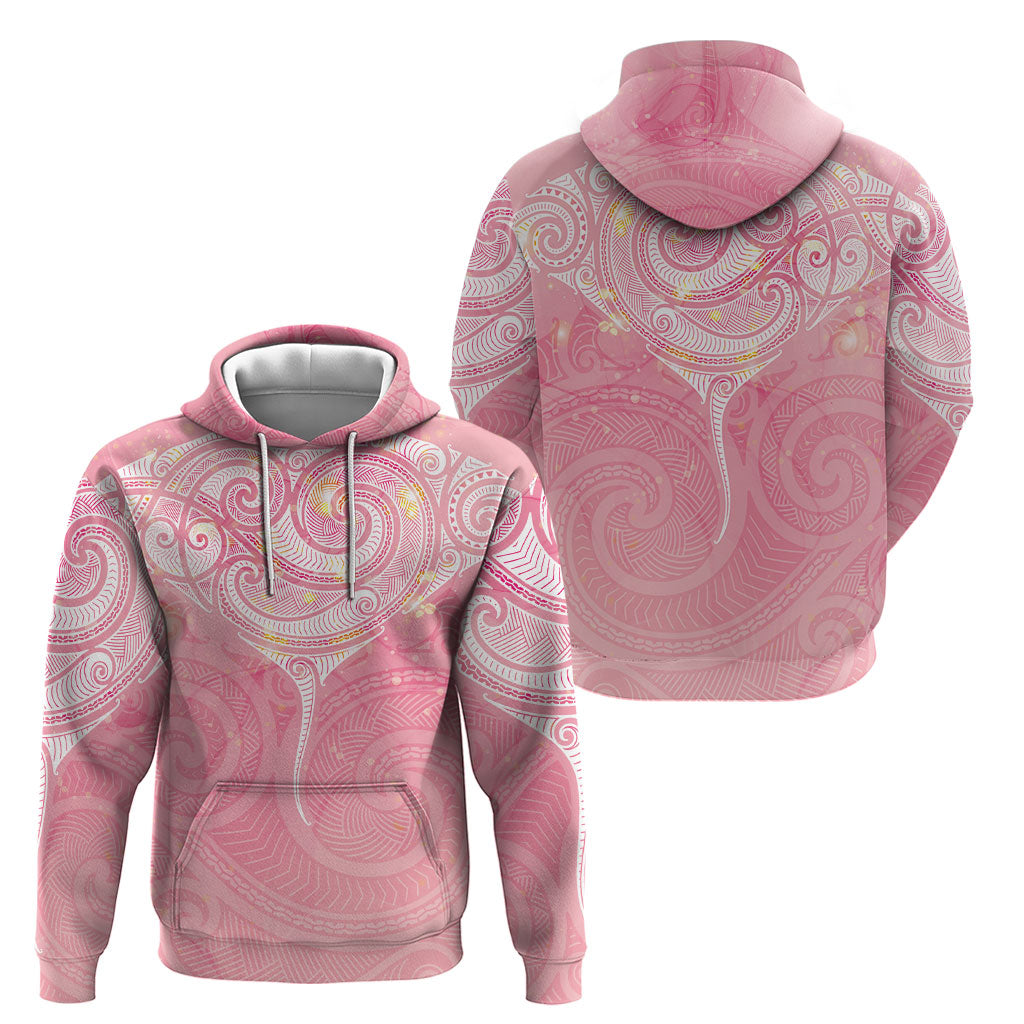 Breast Cancer Movement Maori Aotearoa Hoodie Manta Ray - Pink Glaze