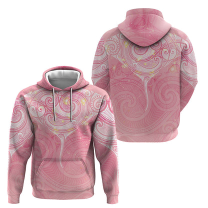Breast Cancer Movement Maori Aotearoa Hoodie Manta Ray - Pink Glaze