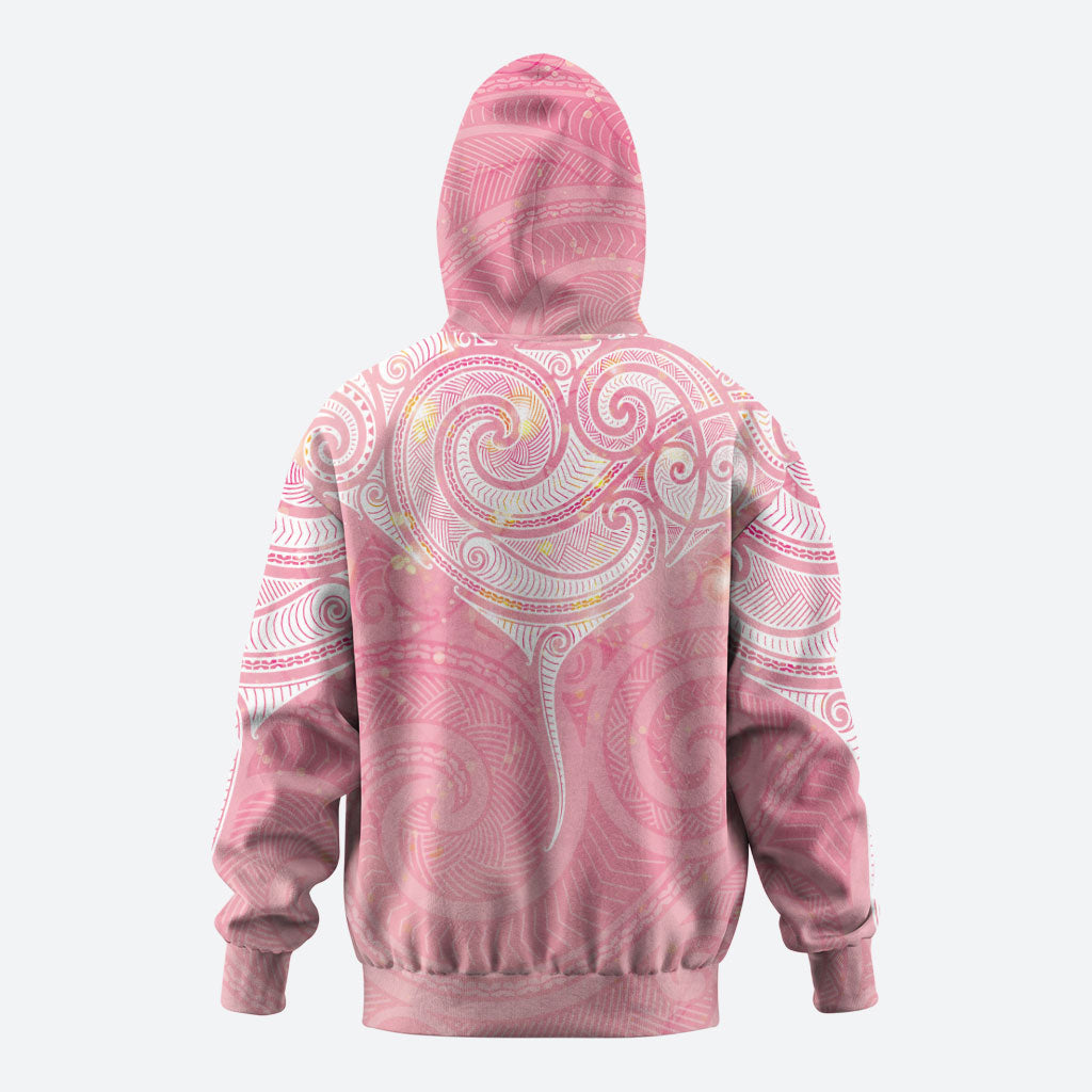 Breast Cancer Movement Maori Aotearoa Hoodie Manta Ray - Pink Glaze