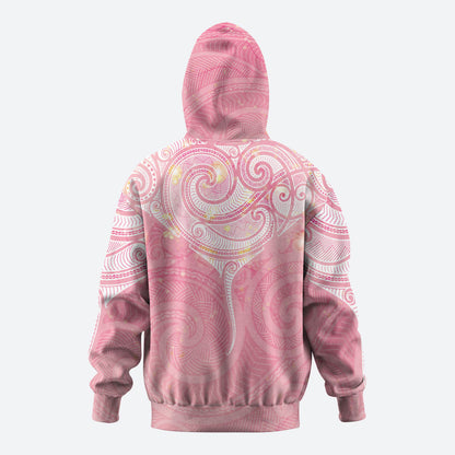 Breast Cancer Movement Maori Aotearoa Hoodie Manta Ray - Pink Glaze