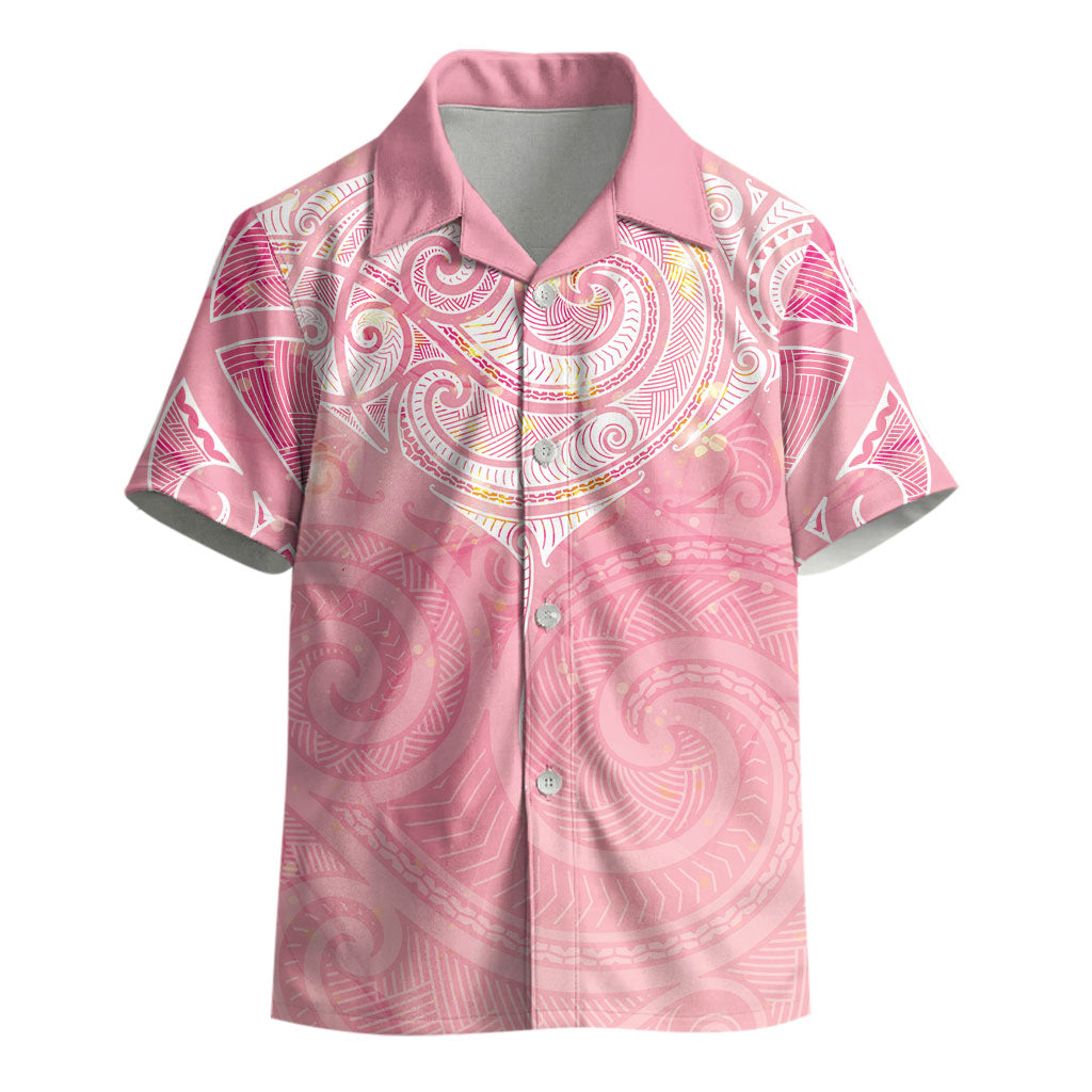 Breast Cancer Movement Maori Aotearoa Kid Hawaiian Shirt Manta Ray - Pink Glaze