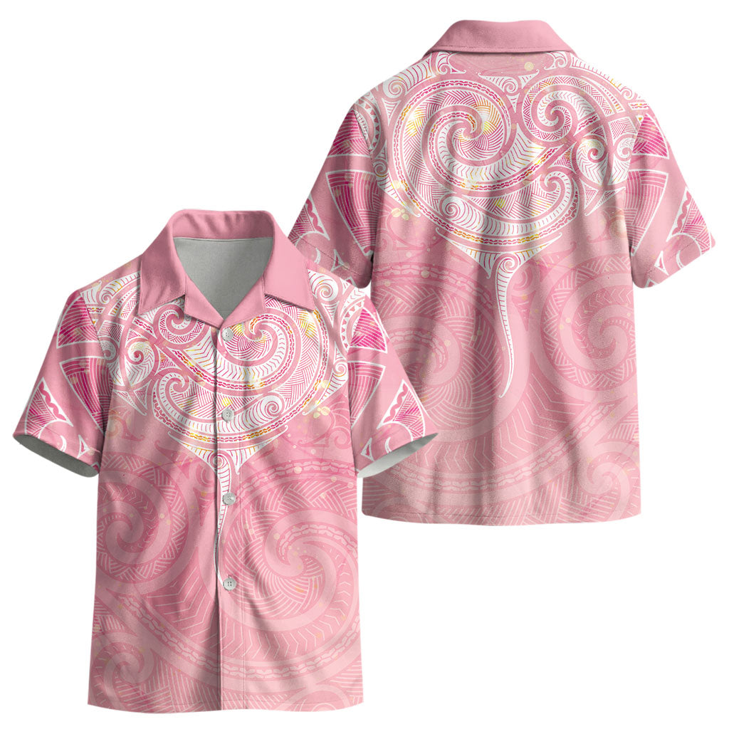 Breast Cancer Movement Maori Aotearoa Kid Hawaiian Shirt Manta Ray - Pink Glaze