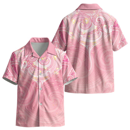 Breast Cancer Movement Maori Aotearoa Kid Hawaiian Shirt Manta Ray - Pink Glaze