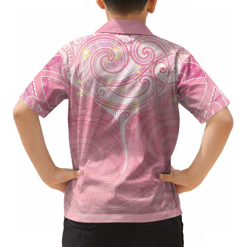 Breast Cancer Movement Maori Aotearoa Kid Hawaiian Shirt Manta Ray - Pink Glaze