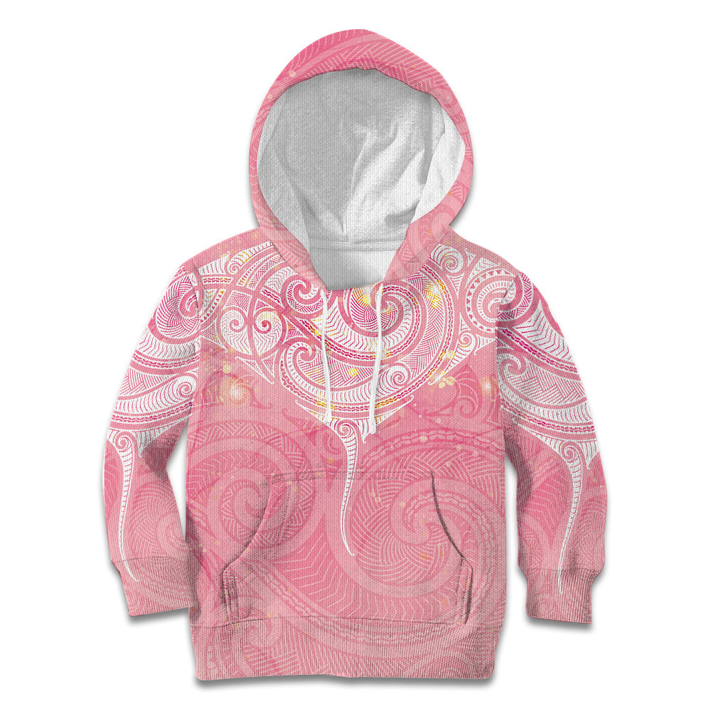 Breast Cancer Movement Maori Aotearoa Kid Hoodie Manta Ray - Pink Glaze