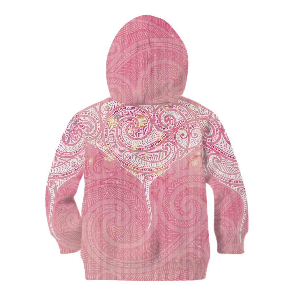Breast Cancer Movement Maori Aotearoa Kid Hoodie Manta Ray - Pink Glaze
