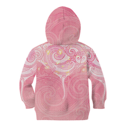Breast Cancer Movement Maori Aotearoa Kid Hoodie Manta Ray - Pink Glaze