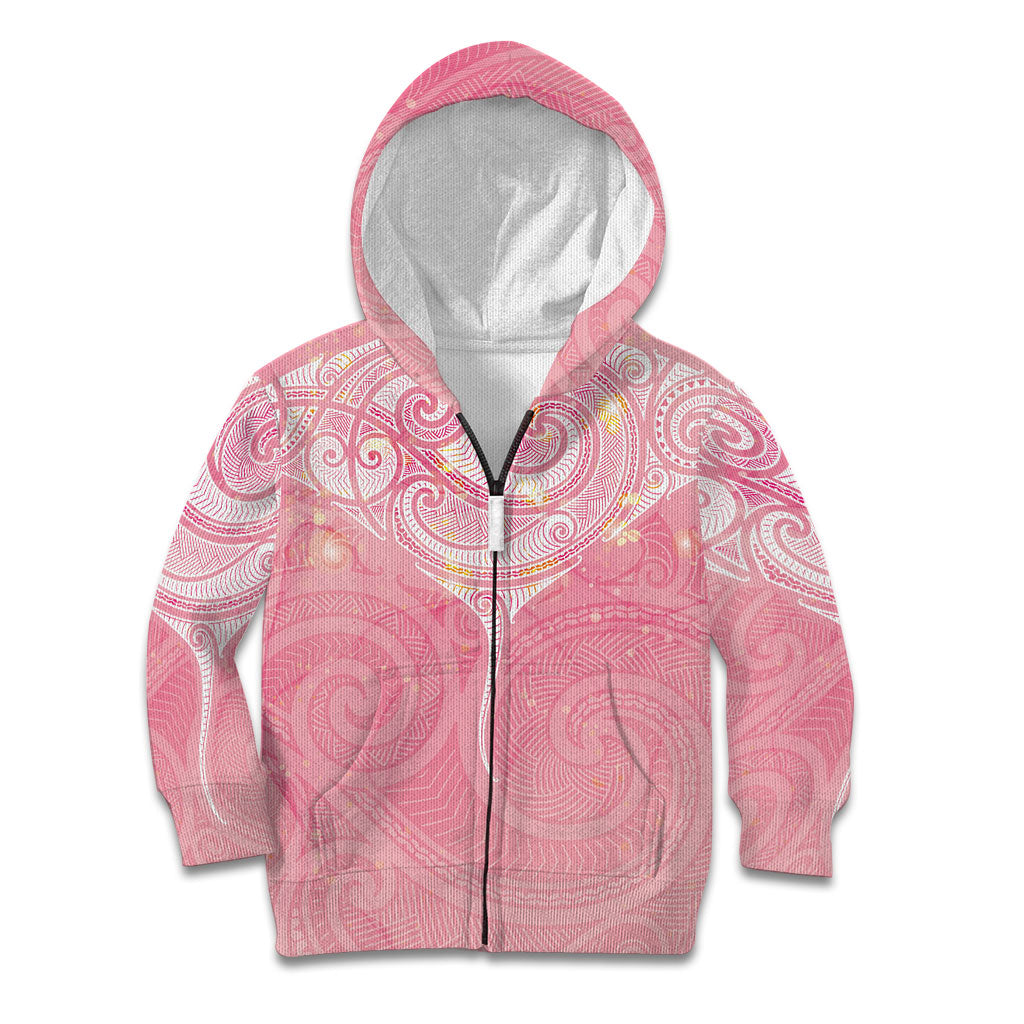 Breast Cancer Movement Maori Aotearoa Kid Hoodie Manta Ray - Pink Glaze