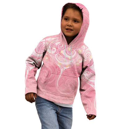 Breast Cancer Movement Maori Aotearoa Kid Hoodie Manta Ray - Pink Glaze