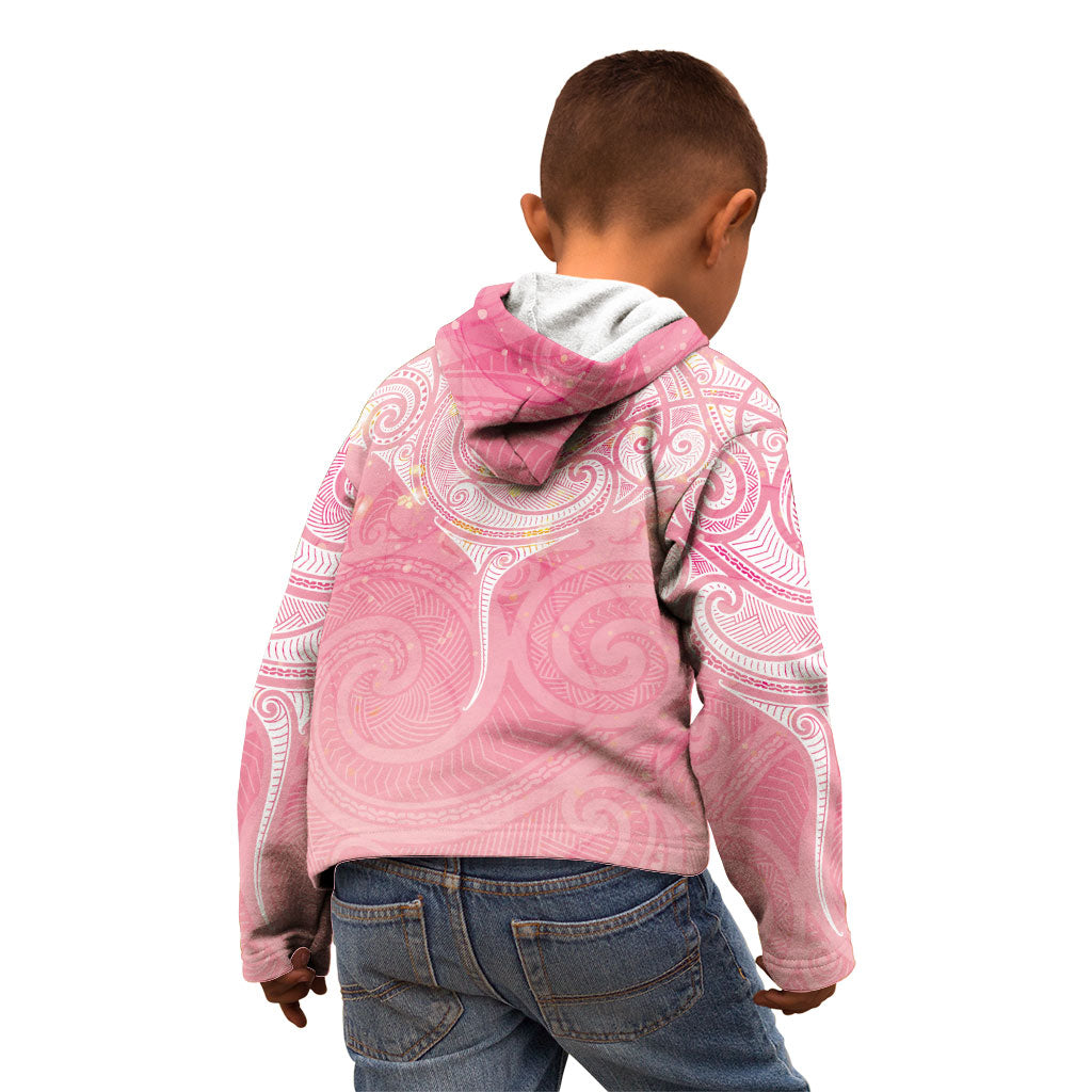 Breast Cancer Movement Maori Aotearoa Kid Hoodie Manta Ray - Pink Glaze