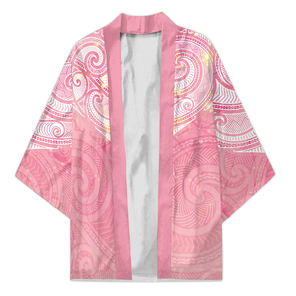 Breast Cancer Movement Maori Aotearoa Kimono Manta Ray - Pink Glaze