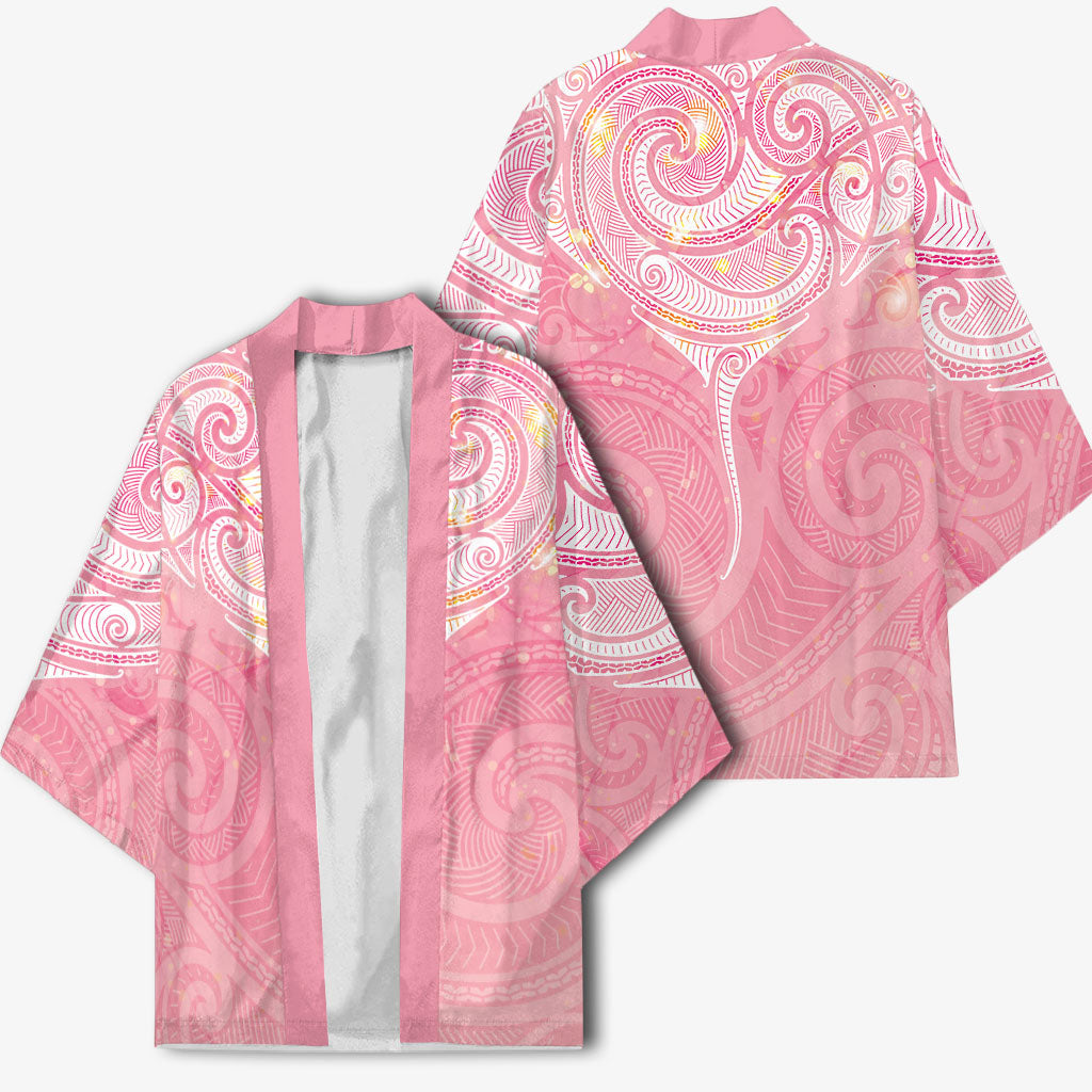 Breast Cancer Movement Maori Aotearoa Kimono Manta Ray - Pink Glaze