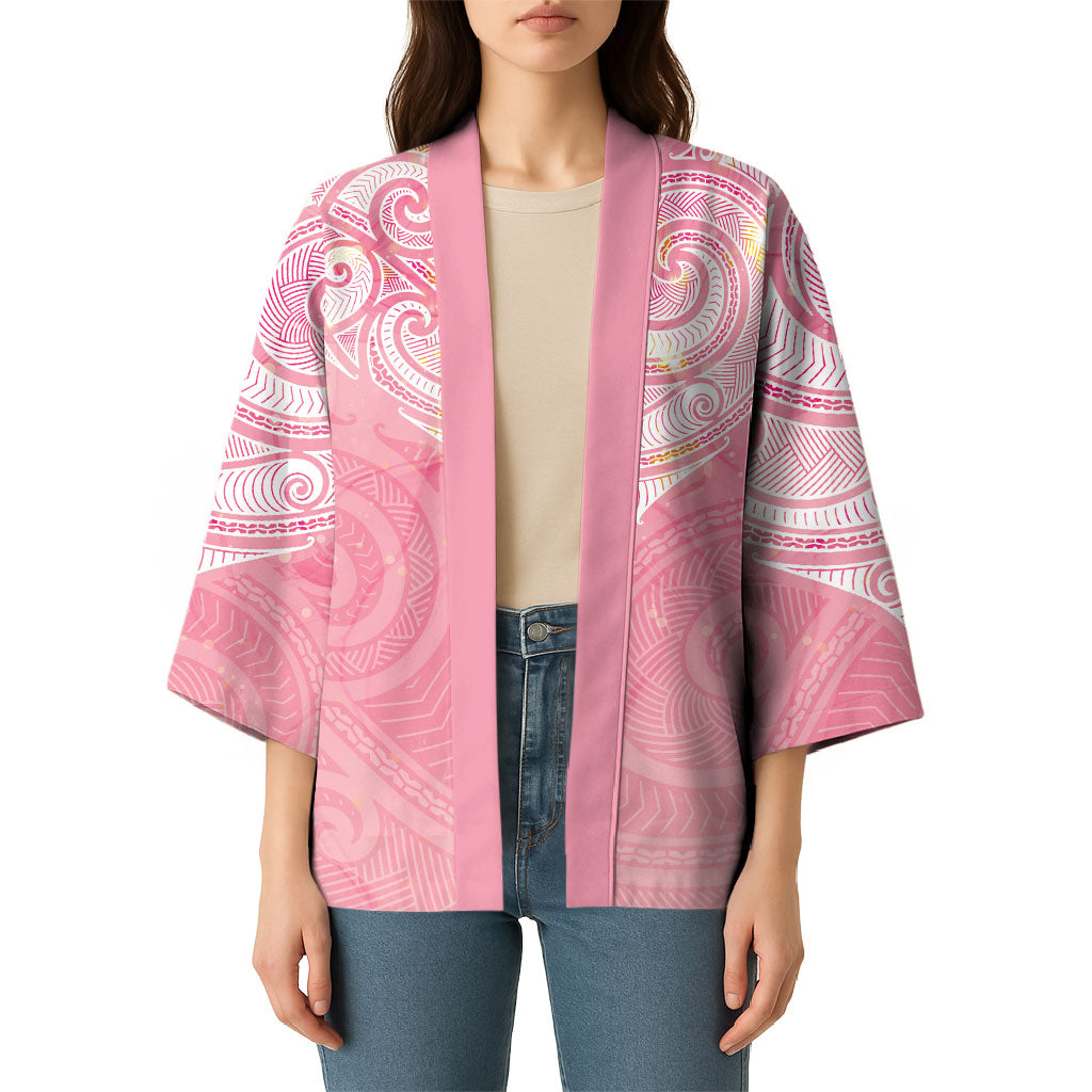 Breast Cancer Movement Maori Aotearoa Kimono Manta Ray - Pink Glaze