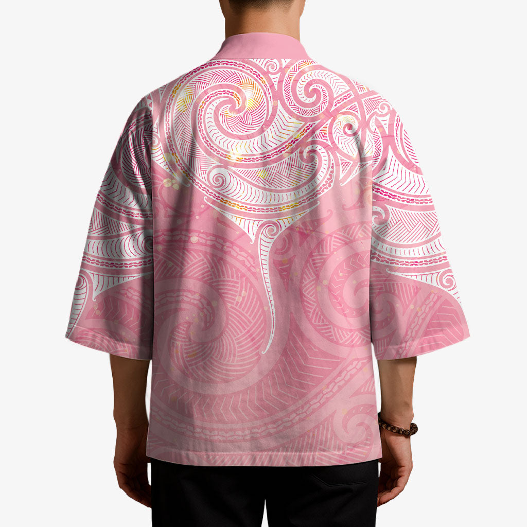 Breast Cancer Movement Maori Aotearoa Kimono Manta Ray - Pink Glaze