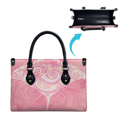 Breast Cancer Movement Maori Aotearoa Leather Bag Manta Ray - Pink Glaze