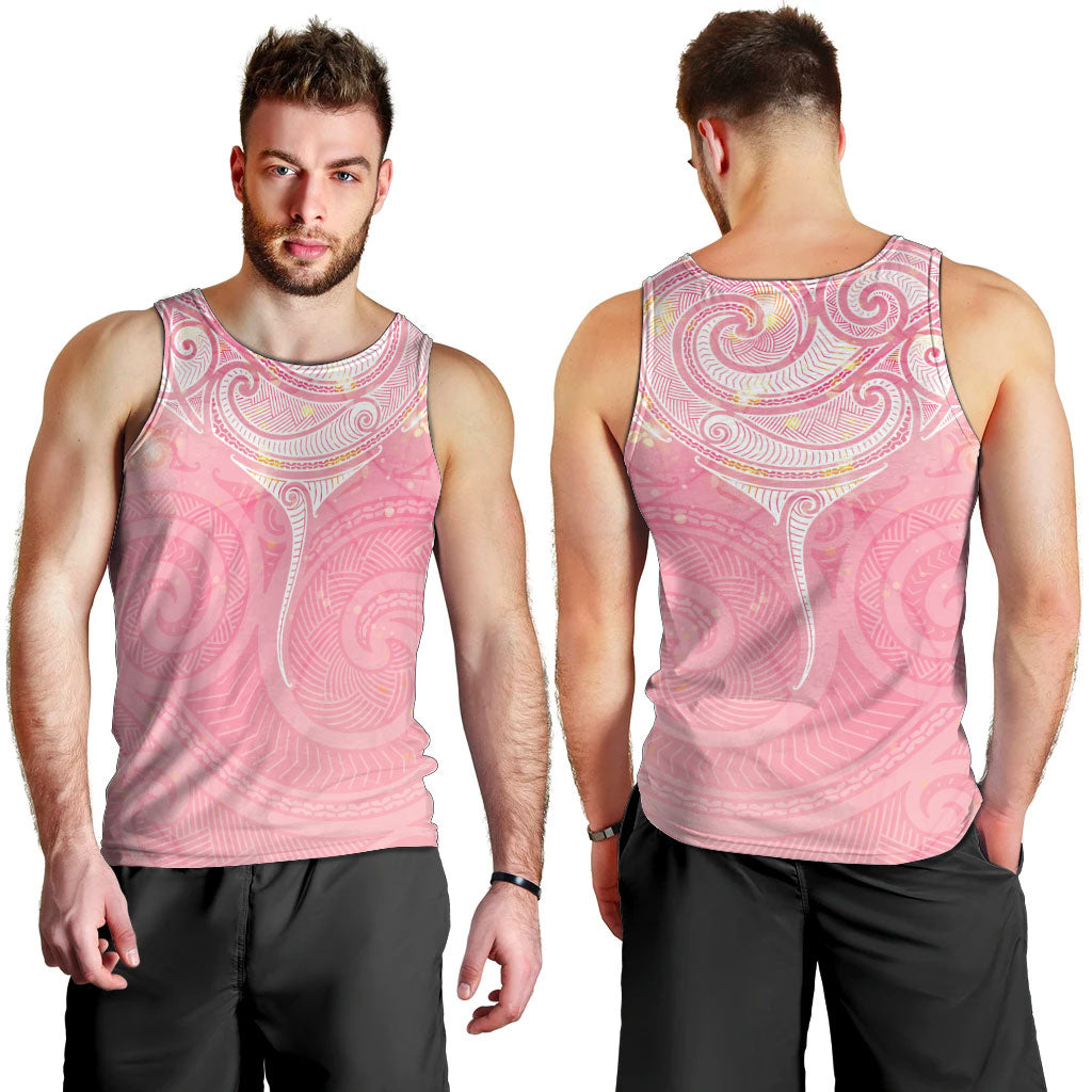 Breast Cancer Movement Maori Aotearoa Men Tank Top Manta Ray - Pink Glaze