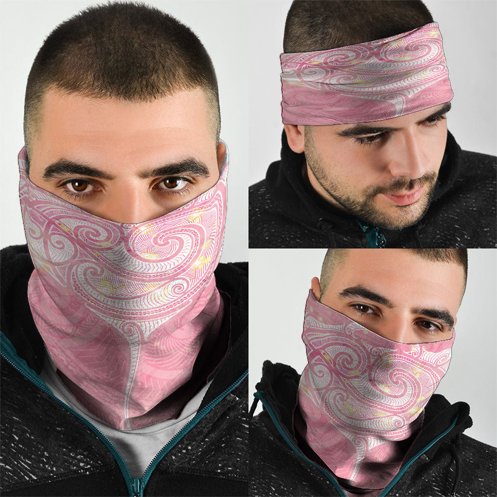 Breast Cancer Movement Maori Aotearoa Neck Gaiter Manta Ray - Pink Glaze