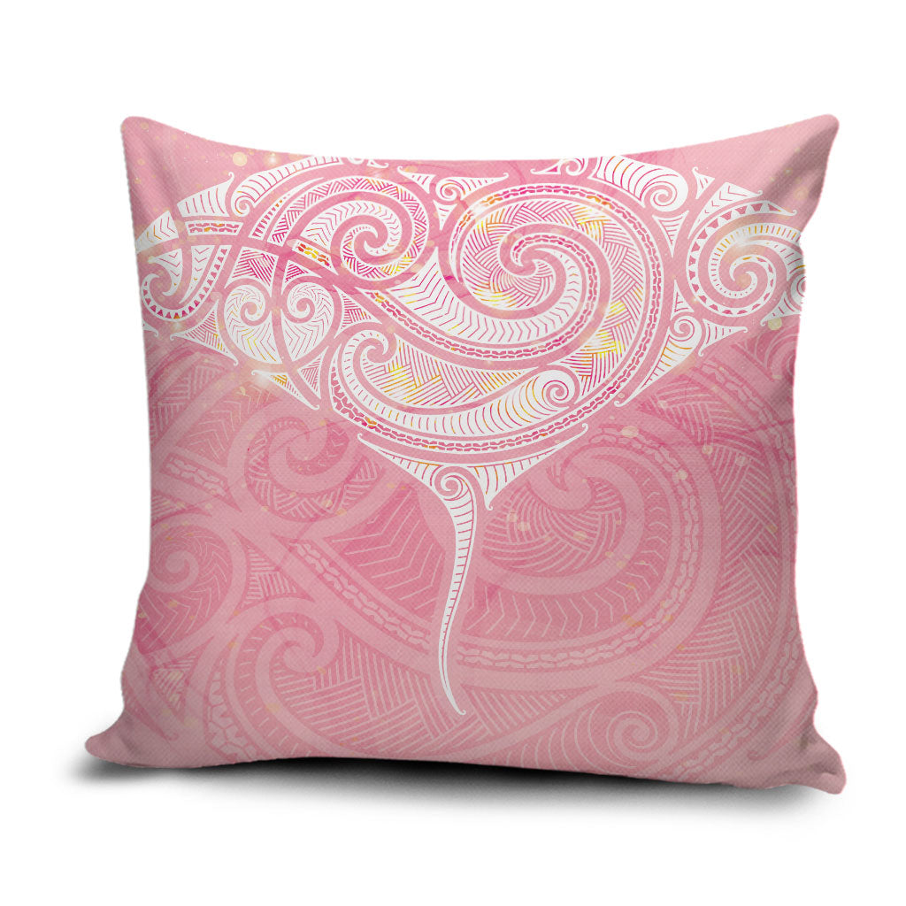 Breast Cancer Movement Maori Aotearoa Pillow Cover Manta Ray - Pink Glaze