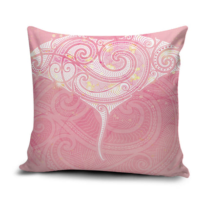 Breast Cancer Movement Maori Aotearoa Pillow Cover Manta Ray - Pink Glaze