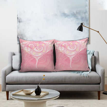 Breast Cancer Movement Maori Aotearoa Pillow Cover Manta Ray - Pink Glaze