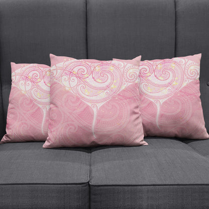 Breast Cancer Movement Maori Aotearoa Pillow Cover Manta Ray - Pink Glaze