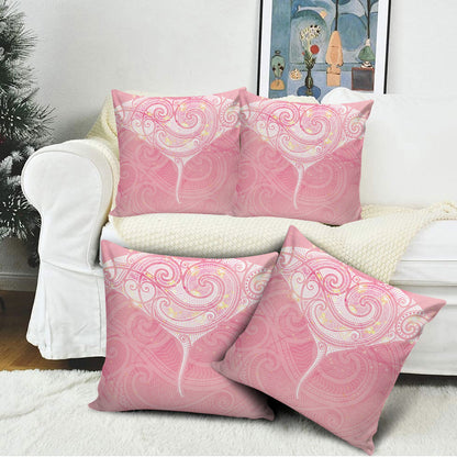 Breast Cancer Movement Maori Aotearoa Pillow Cover Manta Ray - Pink Glaze