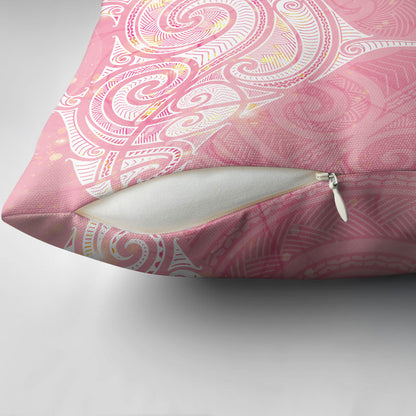 Breast Cancer Movement Maori Aotearoa Pillow Cover Manta Ray - Pink Glaze
