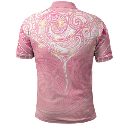 Breast Cancer Movement Maori Aotearoa Polo Shirt Manta Ray - Pink Glaze