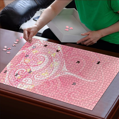 Breast Cancer Movement Maori Aotearoa Puzzle Manta Ray - Pink Glaze