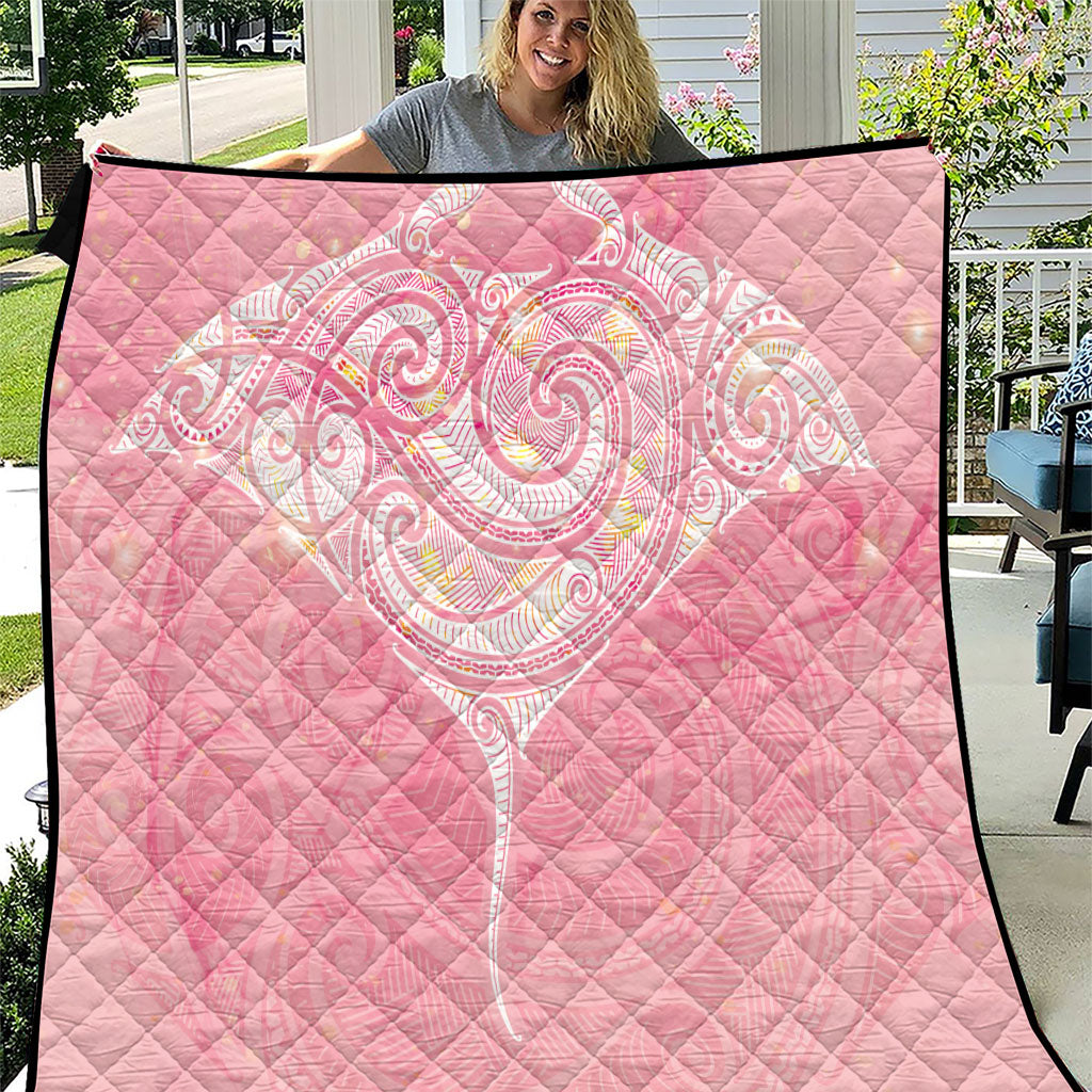 Breast Cancer Movement Maori Aotearoa Quilt Manta Ray - Pink Glaze