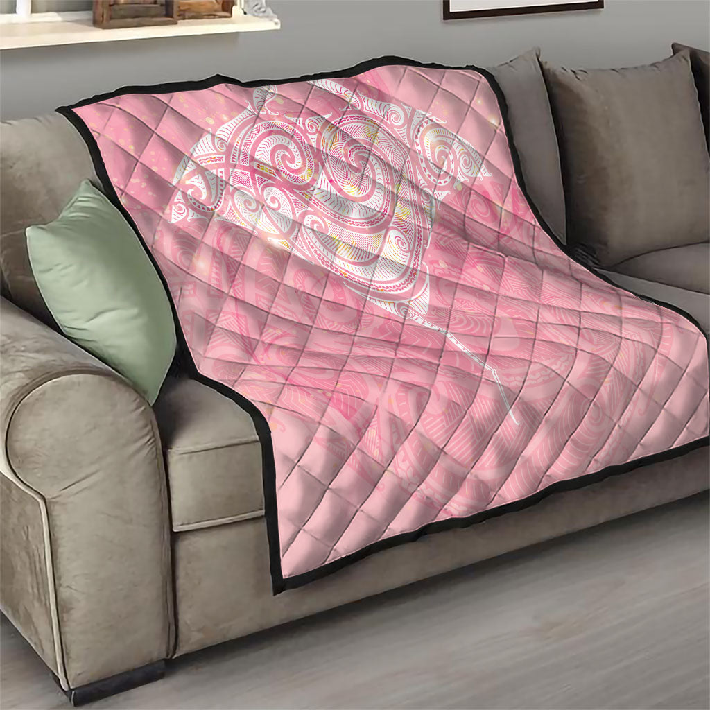 Breast Cancer Movement Maori Aotearoa Quilt Manta Ray - Pink Glaze