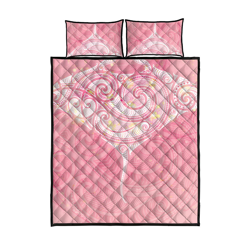 Breast Cancer Movement Maori Aotearoa Quilt Bed Set Manta Ray - Pink Glaze
