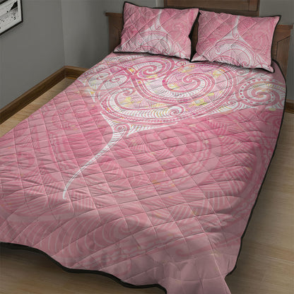Breast Cancer Movement Maori Aotearoa Quilt Bed Set Manta Ray - Pink Glaze
