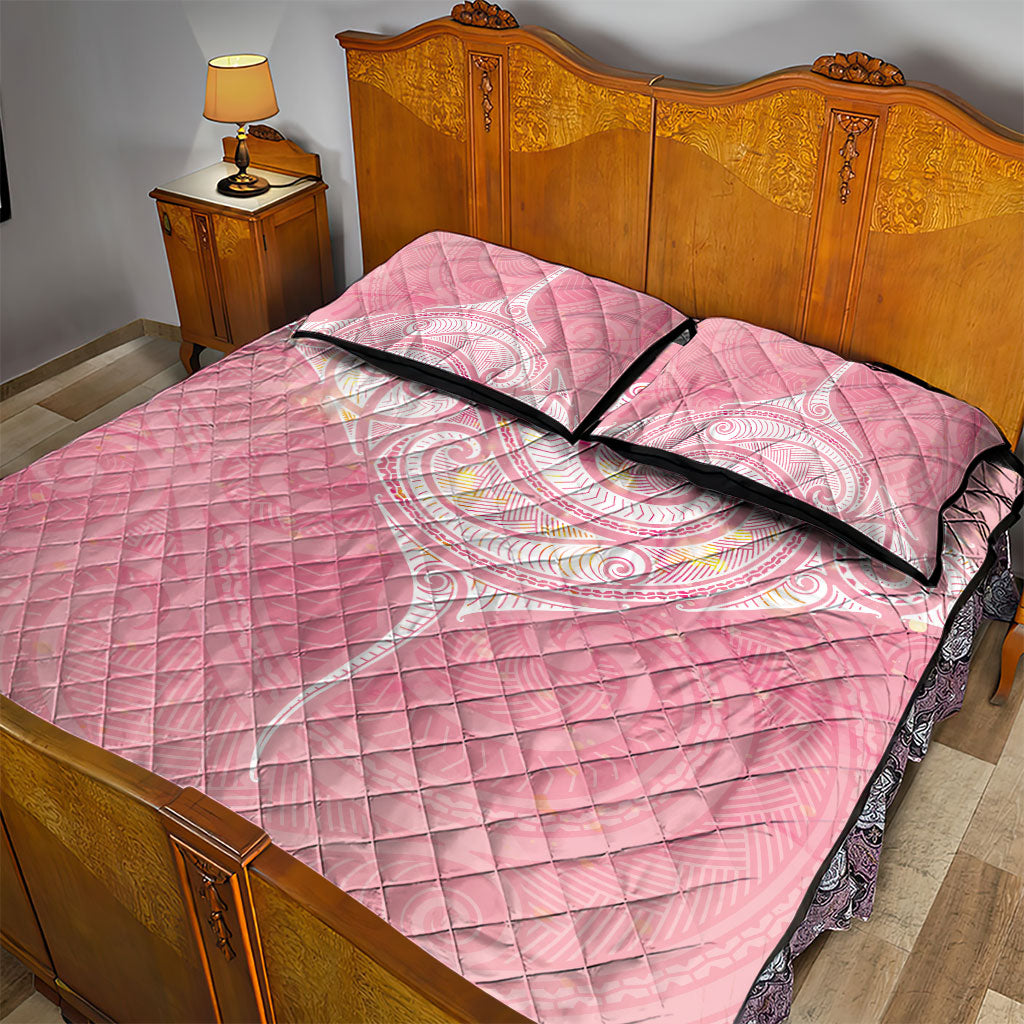Breast Cancer Movement Maori Aotearoa Quilt Bed Set Manta Ray - Pink Glaze